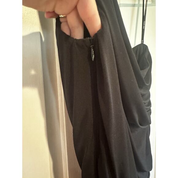 Tadashi Shoji Dress Size Small Formal Black One Shoulder Gown Ruched Draped Maxi - Picture 6 of 13